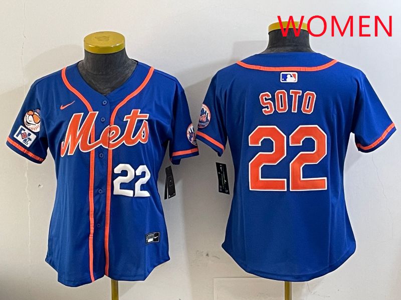 Women New York Mets #22 Soto Blue Game Fashion 2025 Nike MLB Jersey style 2